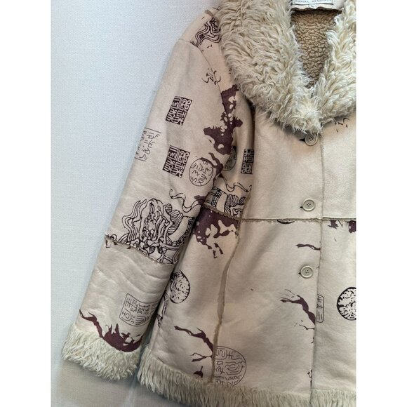 Daniel Benjamin Women's Faux Button Front Cardigan Jacket Sz L Beige Y2K - Picture 5 of 11